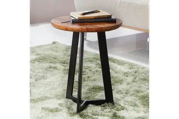 Sido bord Wohnling massivt trä svart metallram rund 35 cm, industriell loftstil 45 cm - 45 cm - Möbler - Bord & matgrupper - Avlastningsbord - Lampbord