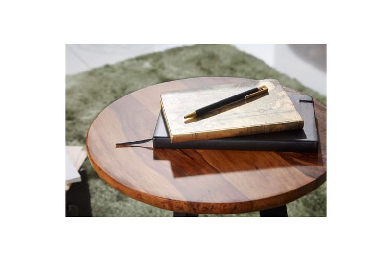 Sido bord Wohnling massivt trä svart metallram rund 35 cm, industriell loftstil 45 cm - 45 cm - Möbler - Bord & matgrupper - Avlastningsbord - Lampbord