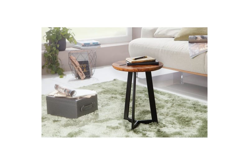 Sido bord Wohnling massivt trä svart metallram rund 35 cm, industriell loftstil 45 cm - 45 cm - Möbler - Bord & matgrupper - Avlastningsbord - Lampbord