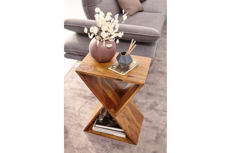 Sido bord Wohnling Massivt trä X-form med förvaringsutrymme lantlig stil - Möbler - Bord & matgrupper - Avlastningsbord - Lampbord