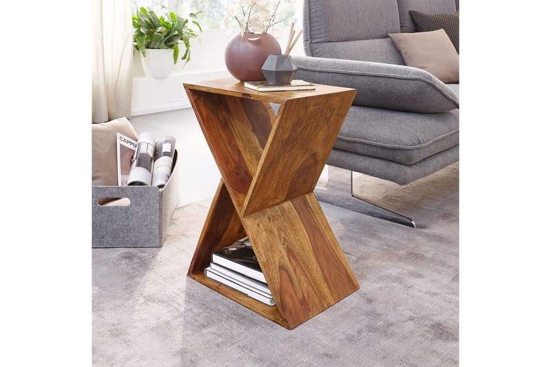 Sido bord Wohnling Massivt trä X-form med förvaringsutrymme lantlig stil - Möbler - Bord & matgrupper - Avlastningsbord - Lampbord