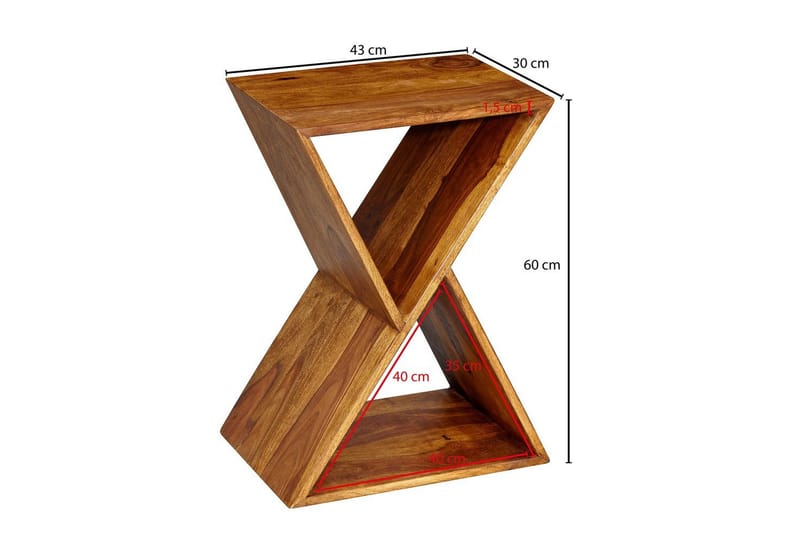 Sido bord Wohnling Massivt trä X-form med förvaringsutrymme lantlig stil - Möbler - Bord & matgrupper - Avlastningsbord - Lampbord