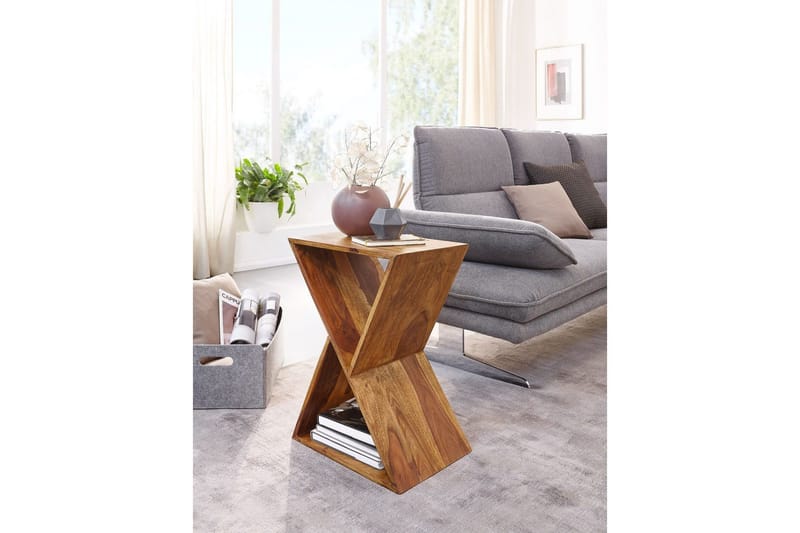 Sido bord Wohnling Massivt trä X-form med förvaringsutrymme lantlig stil - Möbler - Bord & matgrupper - Avlastningsbord - Lampbord