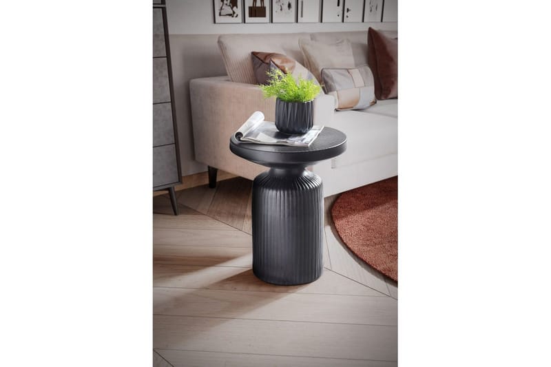 Sido bord Wohnling Metall Rund 40 cm Svart Hamrad Look Industriell - Möbler - Bord & matgrupper - Avlastningsbord - Lampbord