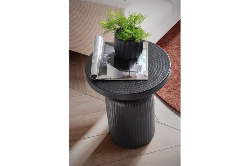 Sido bord Wohnling Metall Rund 40 cm Svart Hamrad Look Industriell - Möbler - Bord & matgrupper - Avlastningsbord - Lampbord