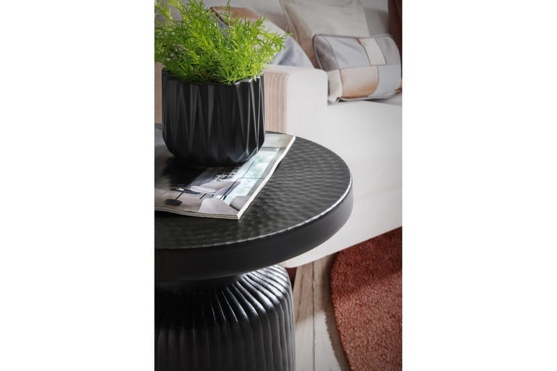 Sido bord Wohnling Metall Rund 40 cm Svart Hamrad Look Industriell - Möbler - Bord & matgrupper - Avlastningsbord - Lampbord