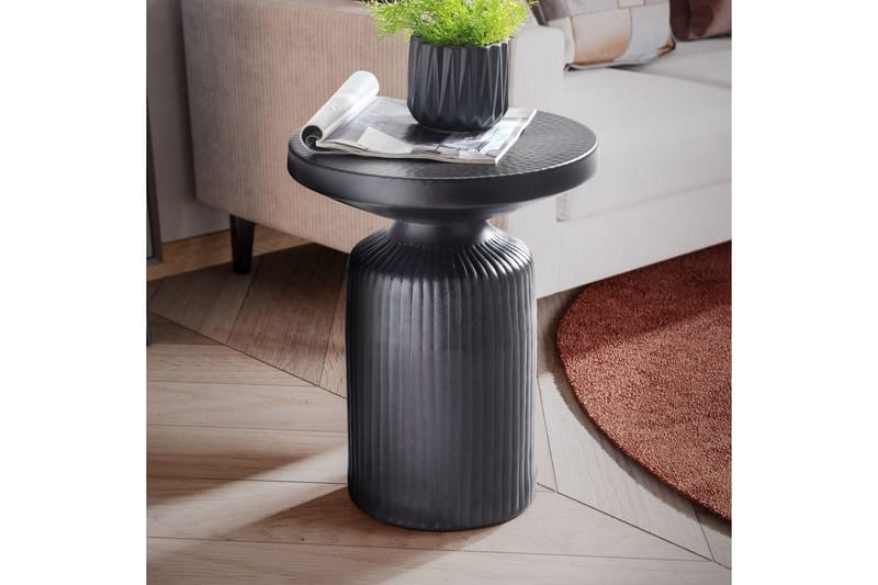 Sido bord Wohnling Metall Rund 40 cm Svart Hamrad Look Industriell - Möbler - Bord & matgrupper - Avlastningsbord - Lampbord