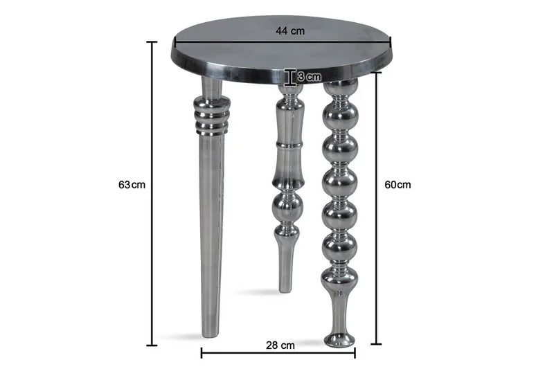 Sido bord Wohnling Metall Rund 44 cm med 3 Olika Ben Modern - Möbler - Bord & matgrupper - Avlastningsbord - Lampbord