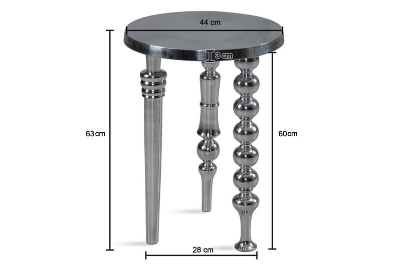 Sido bord Wohnling Metall Rund 44 cm med 3 Olika Ben Modern - Möbler - Bord & matgrupper - Avlastningsbord - Lampbord