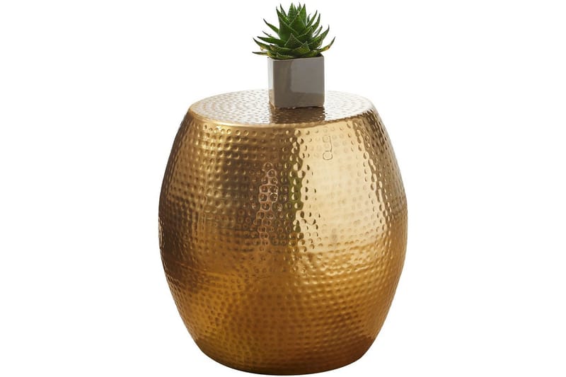 Sido bord Wohnling rund 30 cm, 42 cm höjd, aluminium med hamrat utseende, orientalisk stil Guld - Guld - Möbler - Bord & matgrupper - Avlastningsbord - Lampbord