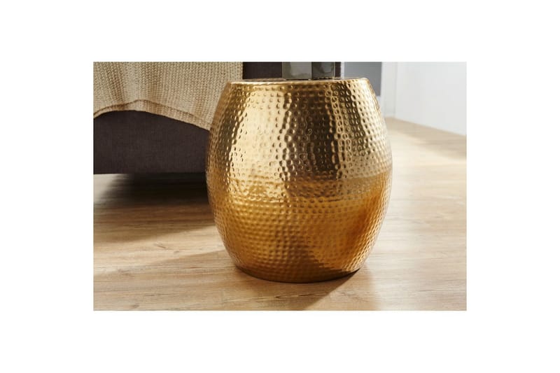 Sido bord Wohnling rund 30 cm, 42 cm höjd, aluminium med hamrat utseende, orientalisk stil Guld - Guld - Möbler - Bord & matgrupper - Avlastningsbord - Lampbord