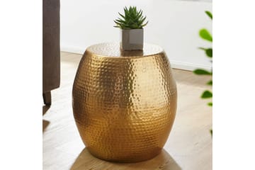 Sido bord Wohnling rund 30 cm, 42 cm höjd, aluminium med hamrat utseende, orientalisk stil Guld - Guld - Möbler - Bord & matgrupper - Avlastningsbord - Lampbord