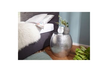 Sido bord Wohnling rund 30 cm, 42 cm höjd, aluminium med hamrat utseende, orientalisk stil Silver - Silver - Möbler - Bord & matgrupper - Avlastningsbord - Lampbord