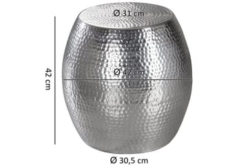 Sido bord Wohnling rund 30 cm, 42 cm höjd, aluminium med hamrat utseende, orientalisk stil Silver - Silver - Möbler - Bord & matgrupper - Avlastningsbord - Lampbord