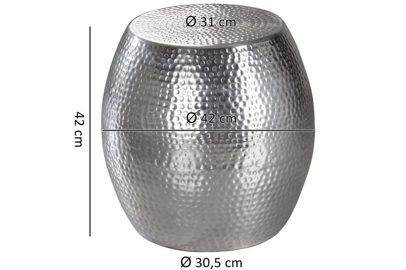 Sido bord Wohnling rund 30 cm, 42 cm höjd, aluminium med hamrat utseende, orientalisk stil Silver - Silver - Möbler - Bord & matgrupper - Avlastningsbord - Lampbord