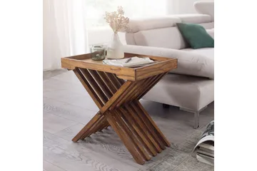 Sido bord Wohnling Rustik massivt trä hopfällbar korsbensdesign lantligt - Möbler - Bord & matgrupper - Avlastningsbord - Brickbord & småbord