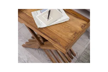 Sido bord Wohnling Rustik massivt trä hopfällbar korsbensdesign lantligt - Möbler - Bord & matgrupper - Avlastningsbord - Brickbord & småbord