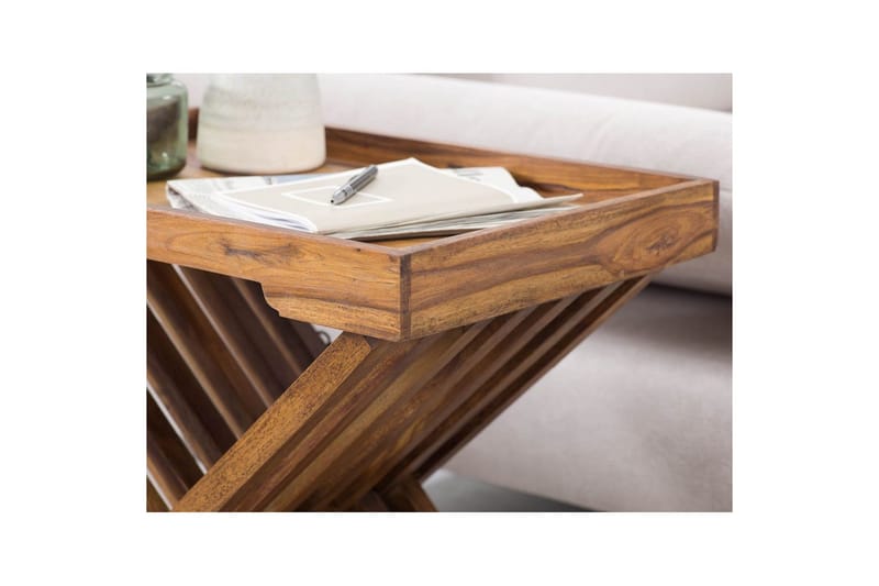 Sido bord Wohnling Rustik massivt trä hopfällbar korsbensdesign lantligt - Möbler - Bord & matgrupper - Avlastningsbord - Brickbord & småbord