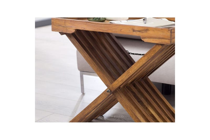 Sido bord Wohnling Rustik massivt trä hopfällbar korsbensdesign lantligt - Möbler - Bord & matgrupper - Avlastningsbord - Brickbord & småbord