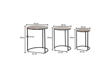 Sido bord Wohnling Set om 3 runda metallbord med filigrana metallben Industriell - Möbler - Bord & matgrupper - Avlastningsbord - Satsbord