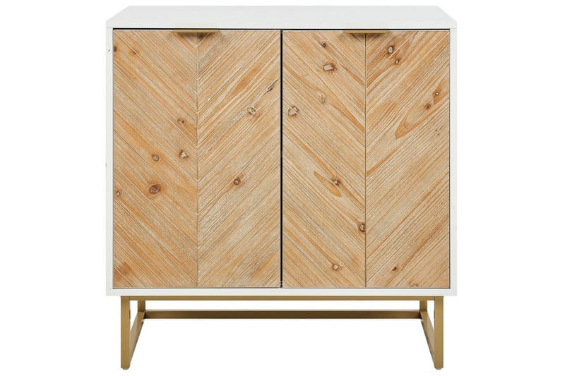 Sidobord Alaska Vit, ljust trä, guld - Vit, ljust trä, guld - Möbler - Bord & matgrupper - Avlastningsbord - Lampbord