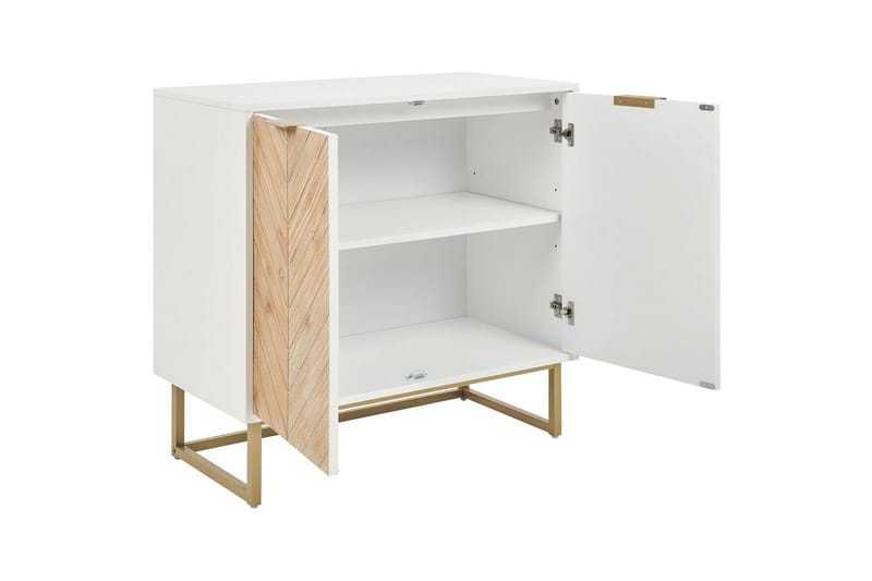 Sidobord Alaska Vit, ljust trä, guld - Vit, ljust trä, guld - Möbler - Bord & matgrupper - Avlastningsbord - Lampbord