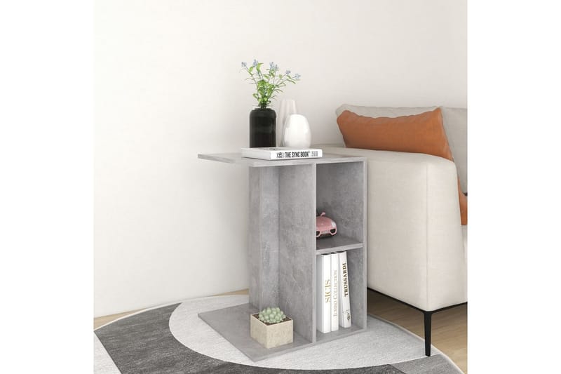 Sidobord betonggrå 60x40x45 cm spånskiva - Grå - Lampbord - Brickbord & småbord