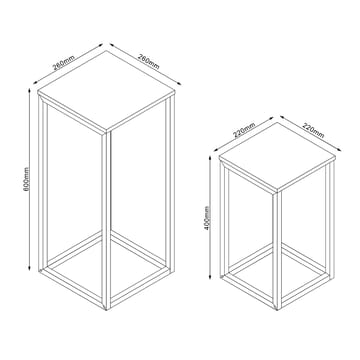 Sidobord Hannes 2-delars set 26x26x60 cm 22x22x40 cm - rustik melamin - Möbler - Bord & matgrupper - Avlastningsbord - Satsbord