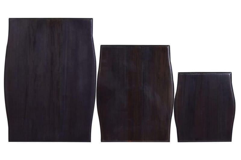 Sidobord stapelbara ljussvart 3 st massiv mahogny - Svart - Lampbord - Brickbord & småbord