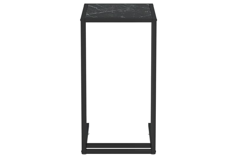 Sidobord till datorbord svart marmor 50x35x65 cm härdat glas - Svart - Lampbord - Brickbord & småbord