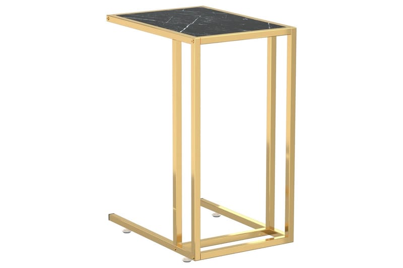 Sidobord till datorbord svart marmor 50x35x65 cm härdat glas - Svart - Möbler - Bord & matgrupper - Avlastningsbord - Lampbord