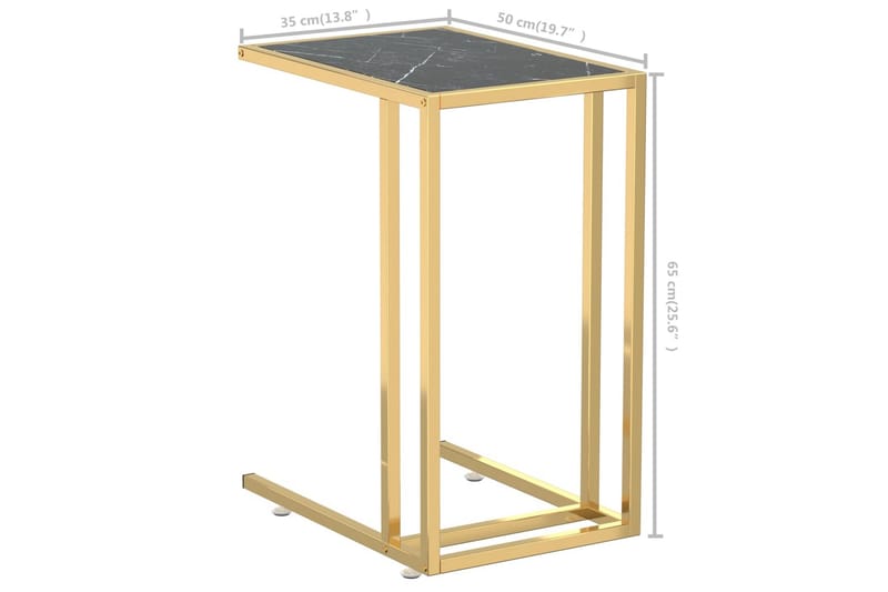 Sidobord till datorbord svart marmor 50x35x65 cm härdat glas - Svart - Möbler - Bord & matgrupper - Avlastningsbord - Lampbord