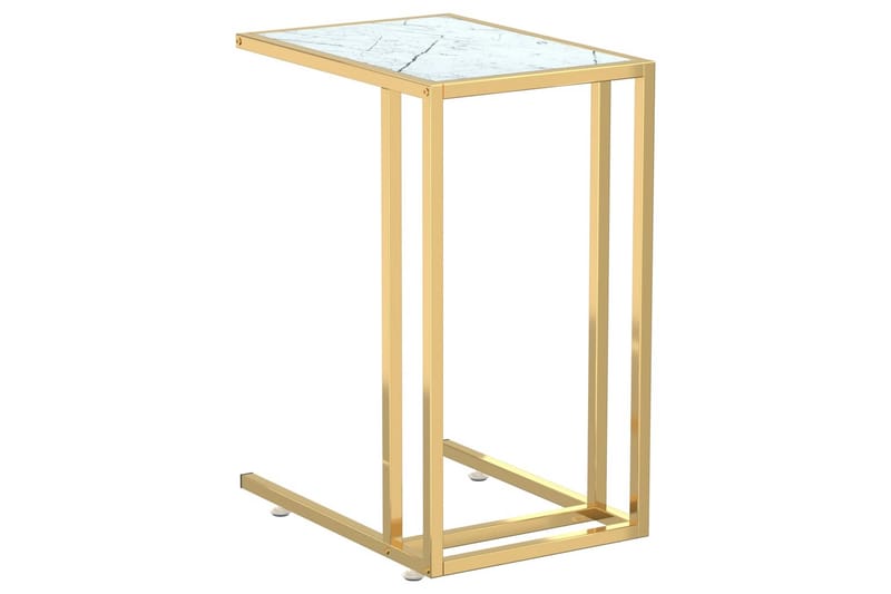 Sidobord till datorbord vit marmor 50x35x65 cm härdat glas - Vit - Möbler - Bord & matgrupper - Avlastningsbord - Lampbord