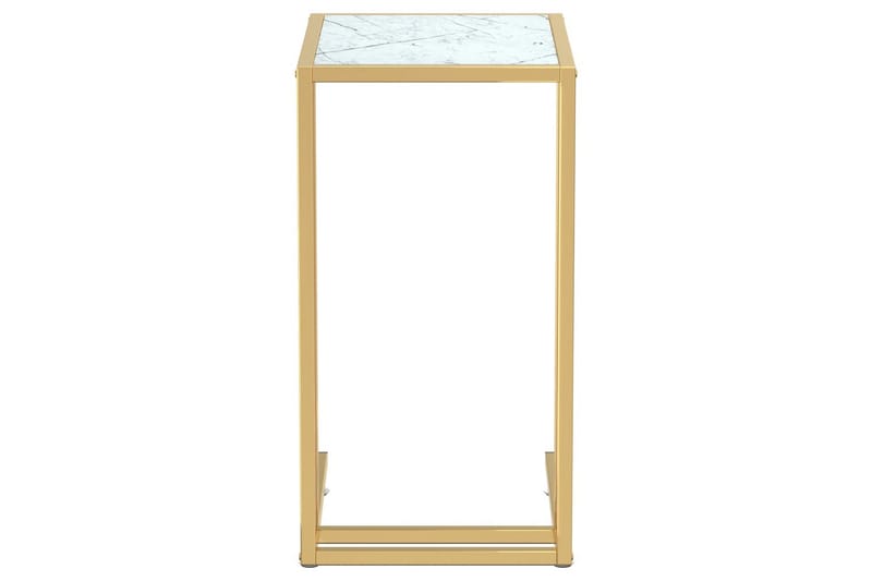 Sidobord till datorbord vit marmor 50x35x65 cm härdat glas - Vit - Möbler - Bord & matgrupper - Avlastningsbord - Lampbord
