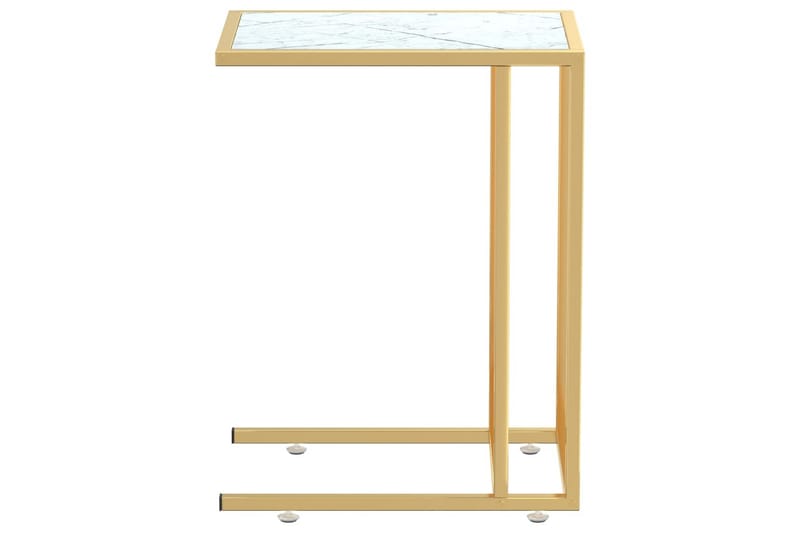 Sidobord till datorbord vit marmor 50x35x65 cm härdat glas - Vit - Möbler - Bord & matgrupper - Avlastningsbord - Lampbord