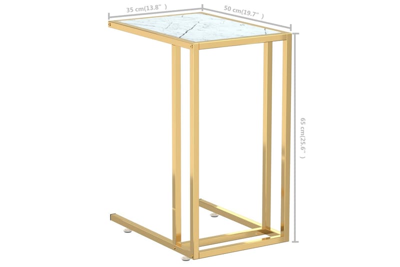 Sidobord till datorbord vit marmor 50x35x65 cm härdat glas - Vit - Möbler - Bord & matgrupper - Avlastningsbord - Lampbord
