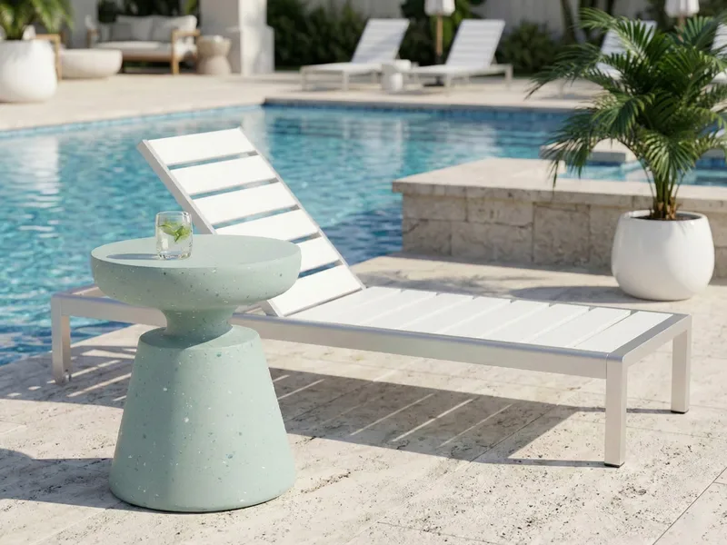 Sidobord utomhus Mincio 45 cm Terrazzoeffekt - Grön - Utemöbler - Balkong - Balkongmöbler - Balkongbord