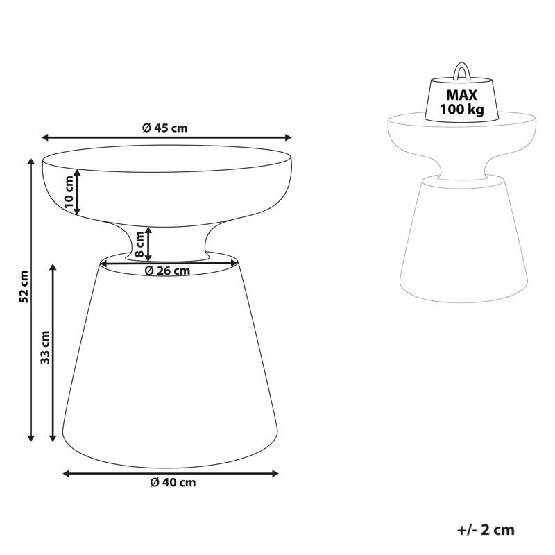 Sidobord utomhus Mincio 45 cm Terrazzoeffekt - Grön - Utemöbler - Balkong - Balkongmöbler - Balkongbord