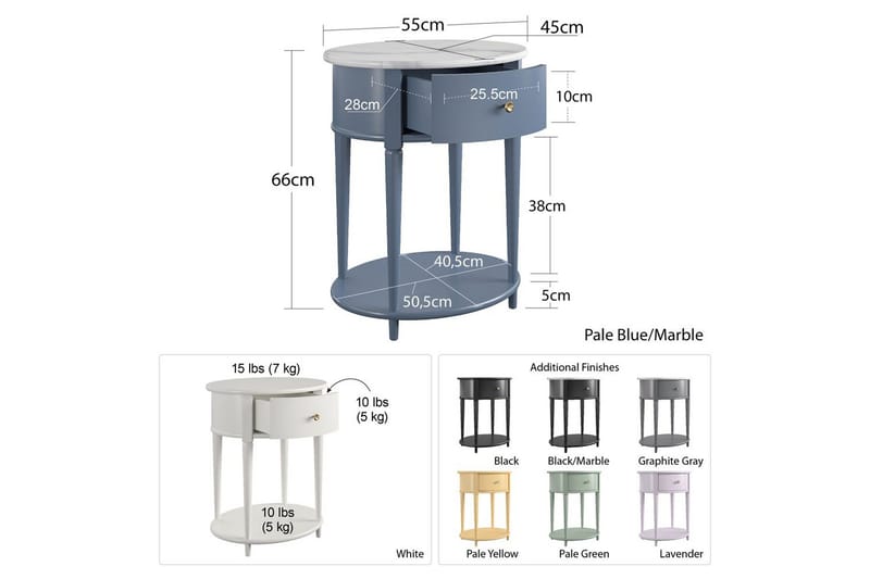 Sidobord/Avslutningsbord Aurora - Möbler - Bord & matgrupper - Avlastningsbord - Lampbord