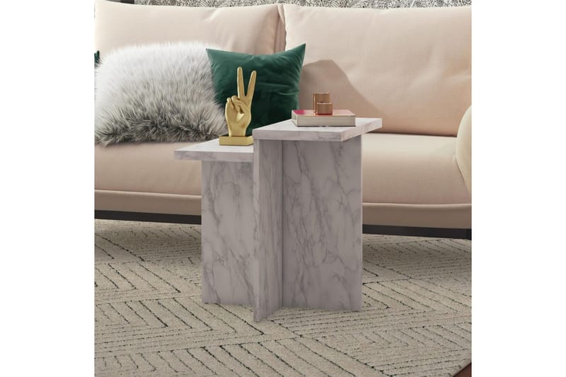 Sidobord/Avslutningsbord Brielle Vit Marmor - Vit Marmor - Möbler - Bord & matgrupper - Avlastningsbord - Lampbord