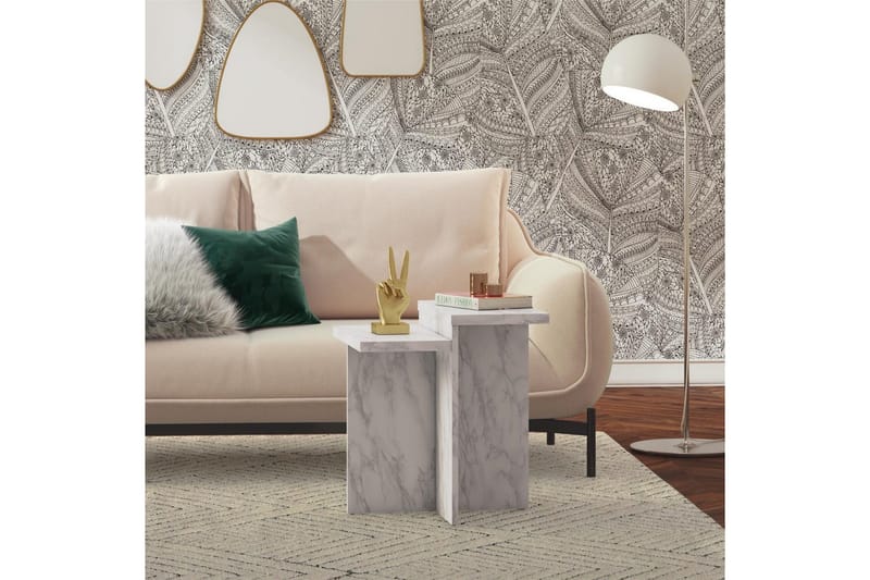 Sidobord/Avslutningsbord Brielle Vit Marmor - Vit Marmor - Möbler - Bord & matgrupper - Avlastningsbord - Lampbord