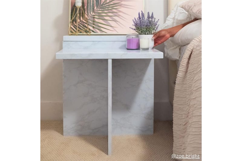 Sidobord/Avslutningsbord Brielle Vit Marmor - Vit Marmor - Möbler - Bord & matgrupper - Avlastningsbord - Lampbord