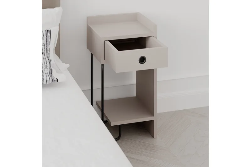 Sirius Sängbord 32x30 cm Ljusbrun - Hanah Home - Möbler - Bord & matgrupper - Avlastningsbord - Sängbord & nattduksbord