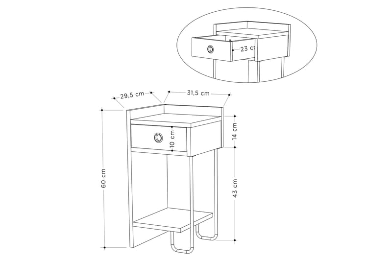 Sirius Sängbord 32x30 cm Ljusbrun - Hanah Home - Sängbord & nattduksbord