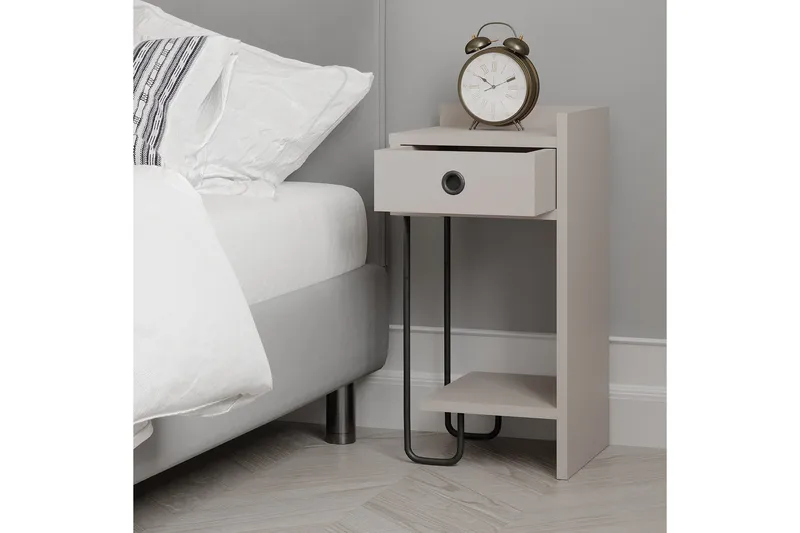 Sirius Sängbord 32x30 cm Ljusbrun - Hanah Home - Möbler - Bord & matgrupper - Avlastningsbord - Sängbord & nattduksbord