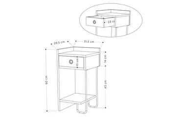 Sirius Sängbord 32x30 cm Ljusbrun - Hanah Home - Möbler - Bord & matgrupper - Avlastningsbord - Sängbord & nattduksbord