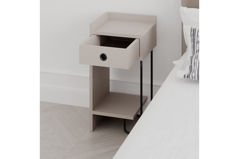 Sirius Sängbord 32x30 cm Ljusbrun - Hanah Home - Möbler - Bord & matgrupper - Avlastningsbord - Sängbord & nattduksbord