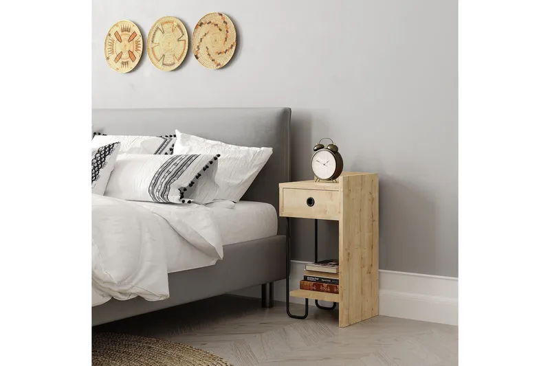 Sirius Sängbord 32x30 cm Ljusbrun - Hanah Home - Möbler - Bord & matgrupper - Avlastningsbord - Sängbord & nattduksbord