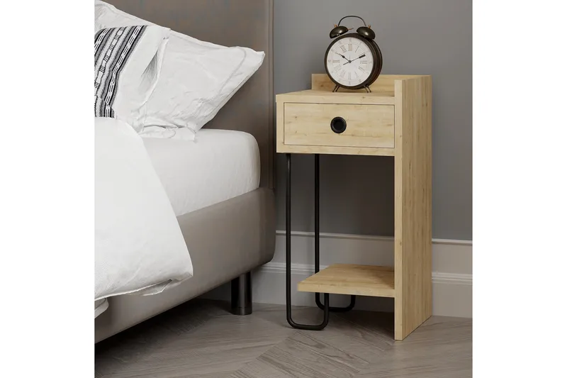 Sirius Sängbord 32x30 cm Ljusbrun - Hanah Home - Möbler - Bord & matgrupper - Avlastningsbord - Sängbord & nattduksbord
