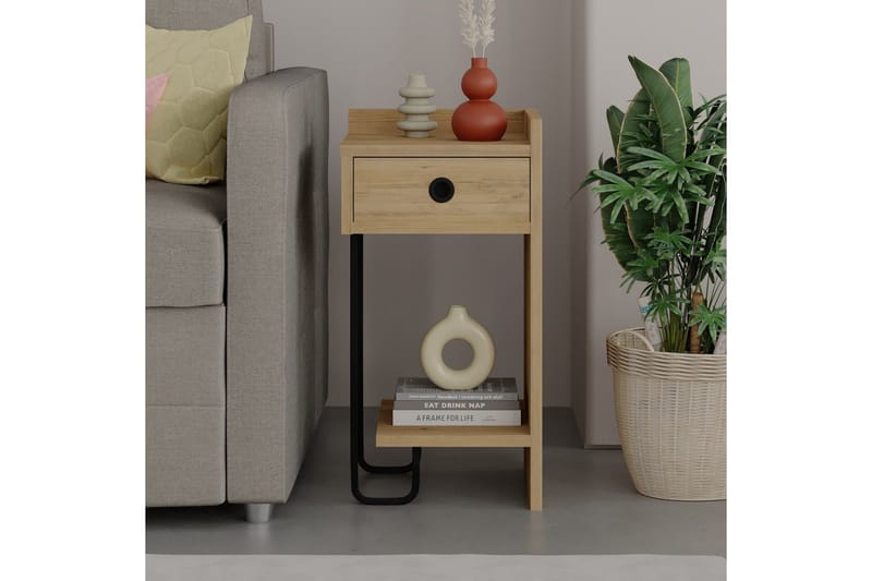 Sirius Sängbord 32x30 cm Ljusbrun - Hanah Home - Möbler - Bord & matgrupper - Avlastningsbord - Sängbord & nattduksbord